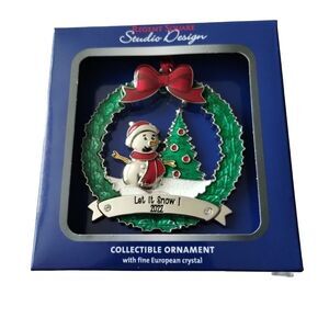Let it Snow 2022 Snowman Wreath Collectible Ornament Regent Square Studio Design